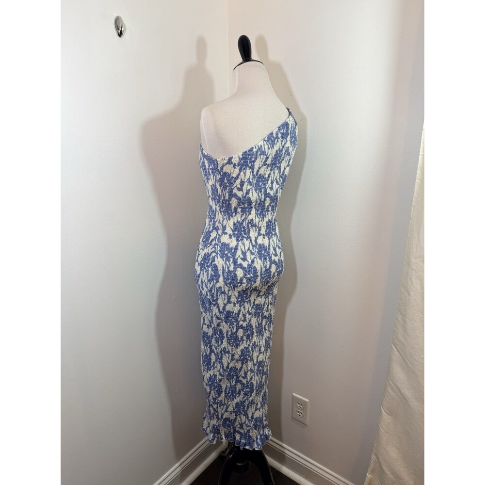 Sndys Renee Midi Dress Blueprint M Nwt Recycled Paper Resortwear Vacation Summer — image 6 of 8
